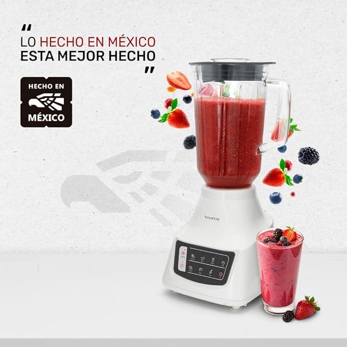 Taurus Potenza Comfort Blender, 1050W, 1.5L Glass Jar, Up to 50% Less Noise, Stainless Steel Blades, 9 Speed Settings, Quiet Powerful Blender for Smoothies, Ice, and Frozen Drinks