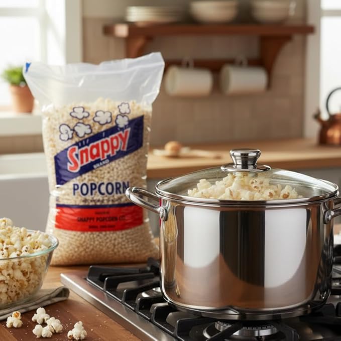 Snappy White Popcorn Kernels for Popping, Non-GMO Whole Grain, Works in Machines, Air Poppers and Stovetops, 12.5 lb Bulk Bag