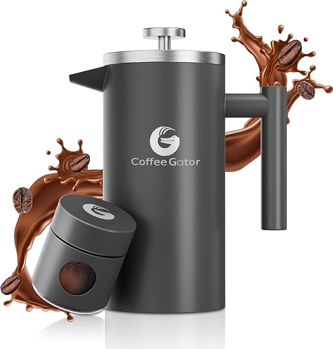 Coffee Gator French Press 34oz Gray and Coffee Scale 0.1 Precision with Timer