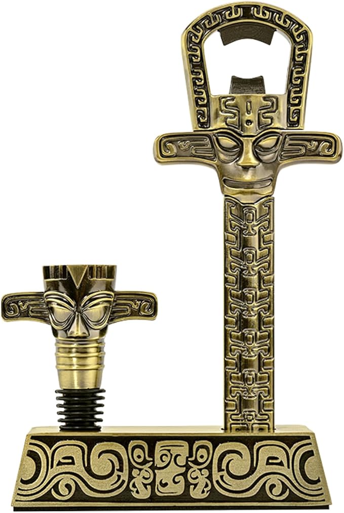 Professional Wine Opener Set for Old & Fragile Corks - 3-in-1 Cork Extractor Removes Older Wine Corks Whole & Intact, Beer Bottle Opener with Elegant Zinc Alloy Base & Stopper Set (Antique Bronze)