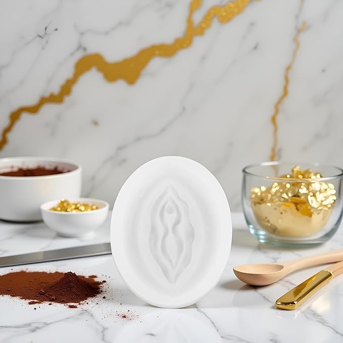 2Pcs White Women Genital Shape Chocolate Mold Novelty Candy Making Molds Silicone DIY Mould Jelly Tray Fondant Cake Making Supplies Pastry and Baking Molds Bakeware