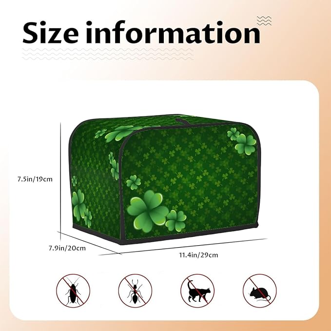 Happy St. Patrick Green Holiday Toaster Cover 2 Slice Dust and Fingerprint Protection Toaster Bread Maker Covers Washable Kitchen Appliance Covers for Kitchen Accessories Decor Bakeware Women Gift