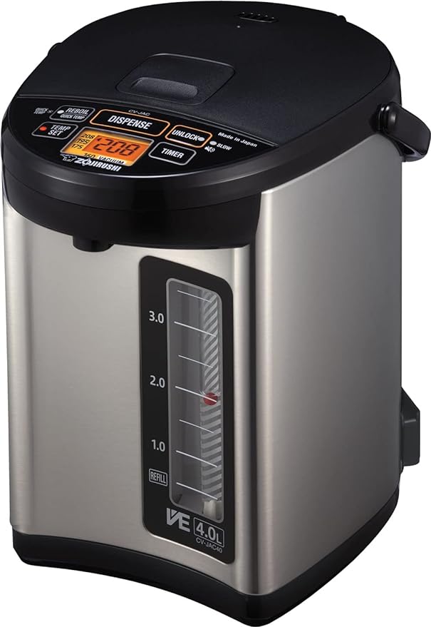 Zojirushi CV-JAC40XB Water Boiler & Warmer, 4.0-Liter, Stainless Black & NS-LGC05XB Micom Rice Cooker & Warmer, 3-Cups (uncooked), Stainless Black