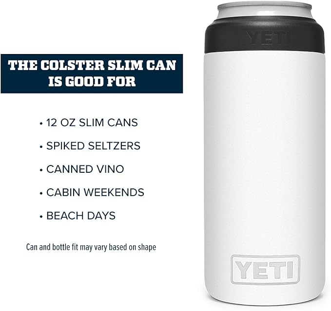 YETI Rambler 12 oz. Colster Slim Can Insulator for the Slim Hard Seltzer Cans, White (NO CAN INSERT)