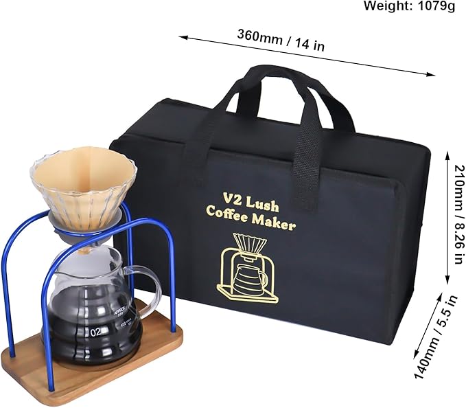 SOTECH Pour on coffee drips, filter Wooden stand Glass sharing pot with paper filter, coffee, tea and saffron set (blove)