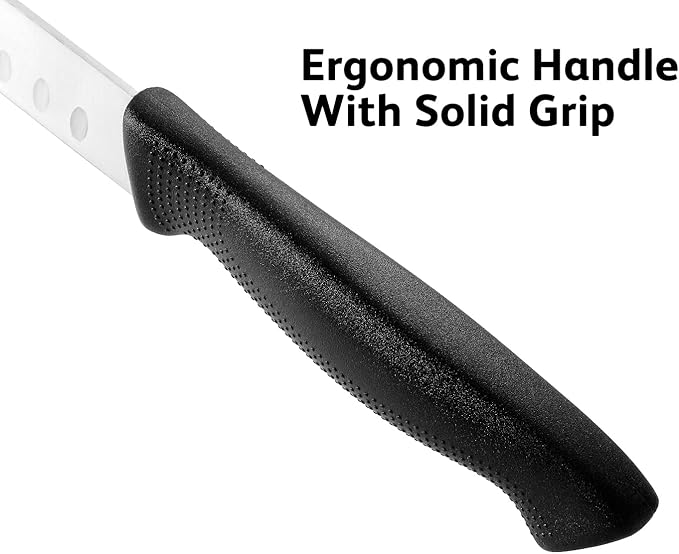 Carving Knife 10-Inch with Razor Sharp Granton Edge for Turkey, Ham, Meat Slicing and Cutting – NSF Certified, German Stainless Steel Blade, Black
