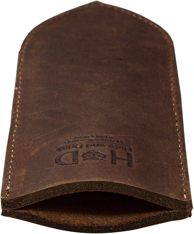 Hide & Drink, Cast Iron Hot Handle Cover, Skillet Panhandle Grips, Frying Pan, Heat Protection, Kitchen Essentials, Full Grain Leather, Handmade (Bourbon Brown, Large)