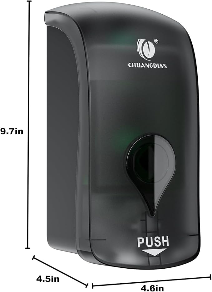 Foaming Hand Soap Dispenser, 35oz (1000ml) Manual Refillable Wall Mount Soap Dispenser, Durable ABS Plastic, for Commercial/Home/Bathroom/Kitchen, Semi-Transparent Black, CHUANGDIAN