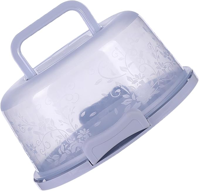 Generic Translucent Modern Cake Carrier With Handle - 10.24x8.66x4.92 inches, 6.6L, Blue, Food Grade PP, Reusable, Non-Toxic, Portable, Microwaveable, Dishwasher Safe