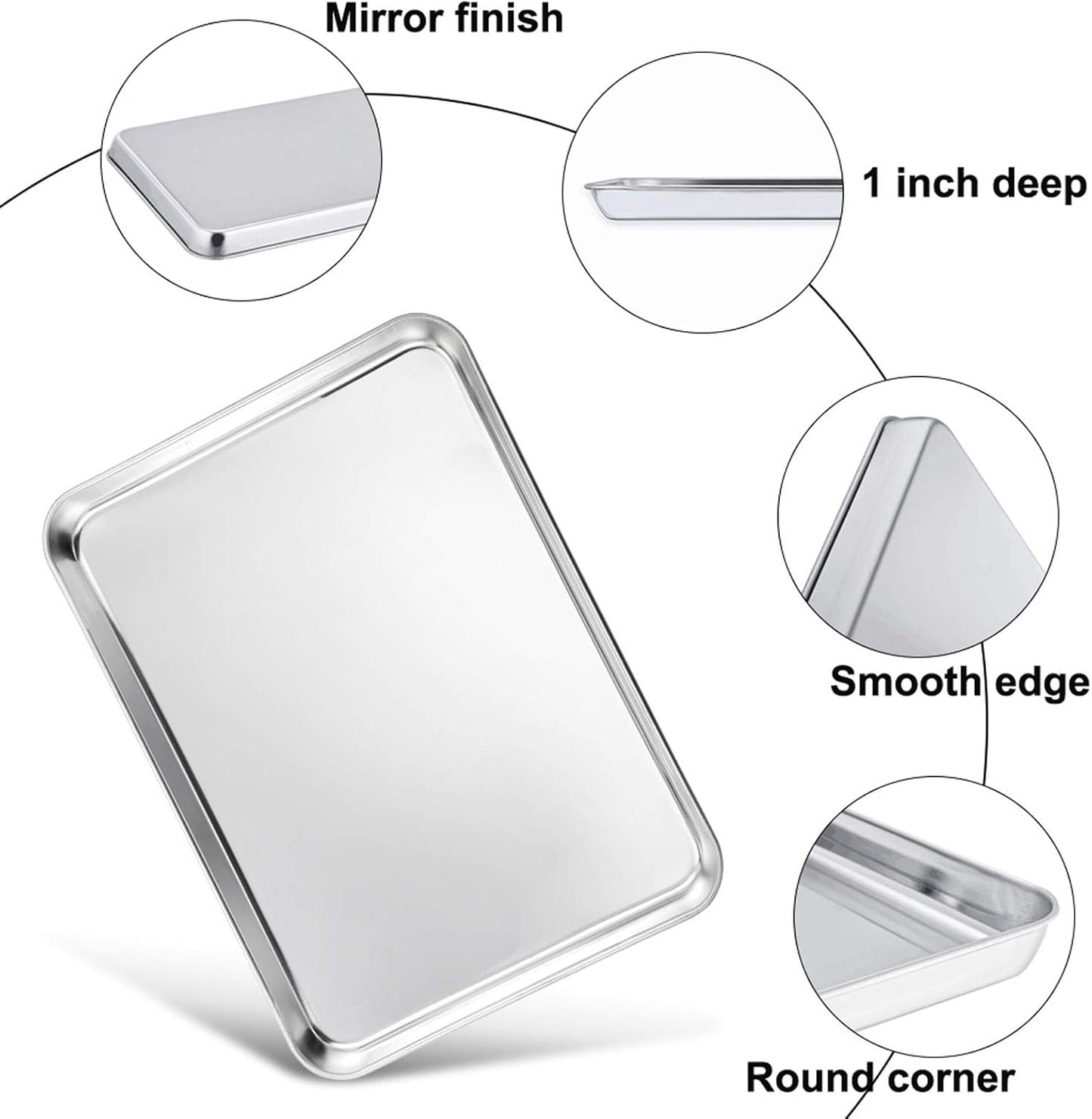 TeamFar Baking Sheet with Cooling Rack Set (3 Pans + 3 Racks), Stainless Steel Cookie Sheet Cooking/Baking, Healthy & Dishwasher Safe, Sturdy & Long Lasting
