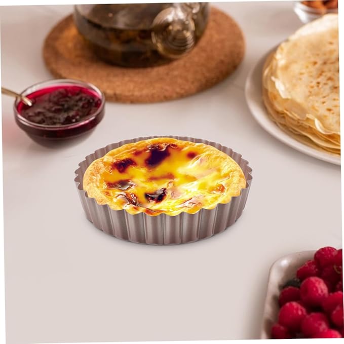 4pcs Removable Bottom Non-stick Quiche Pans Heavy-duty Tart Baking Tray for Home and Restaurant Use for Tarts Pies and Desserts