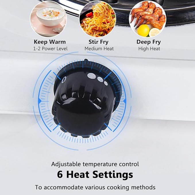 Compact and Portable Countertop Burner- Countertop Single Cast Iron Burner 1000 Watts Electric Hot Plate Temperature Controls White