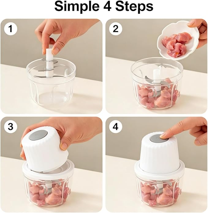 6-Blade Wireless Electric Garlic Chopper, Garlic Grinder, Small Food Processor with 400ml Cup, USB Charging, Cordless Portable for Garlic, Onion, Vegetables