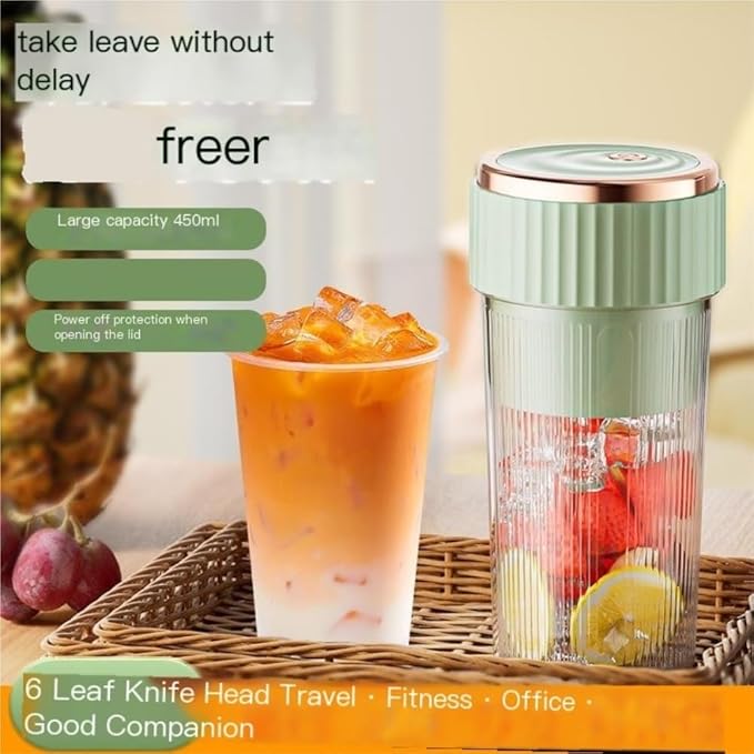 Portable 450ml Rechargeable Juicing Cup - USB - C Charging, 6 - Blade Design For Effortless Blending, Ideal For Home & Travel -Portable Juice Cup(Pink)