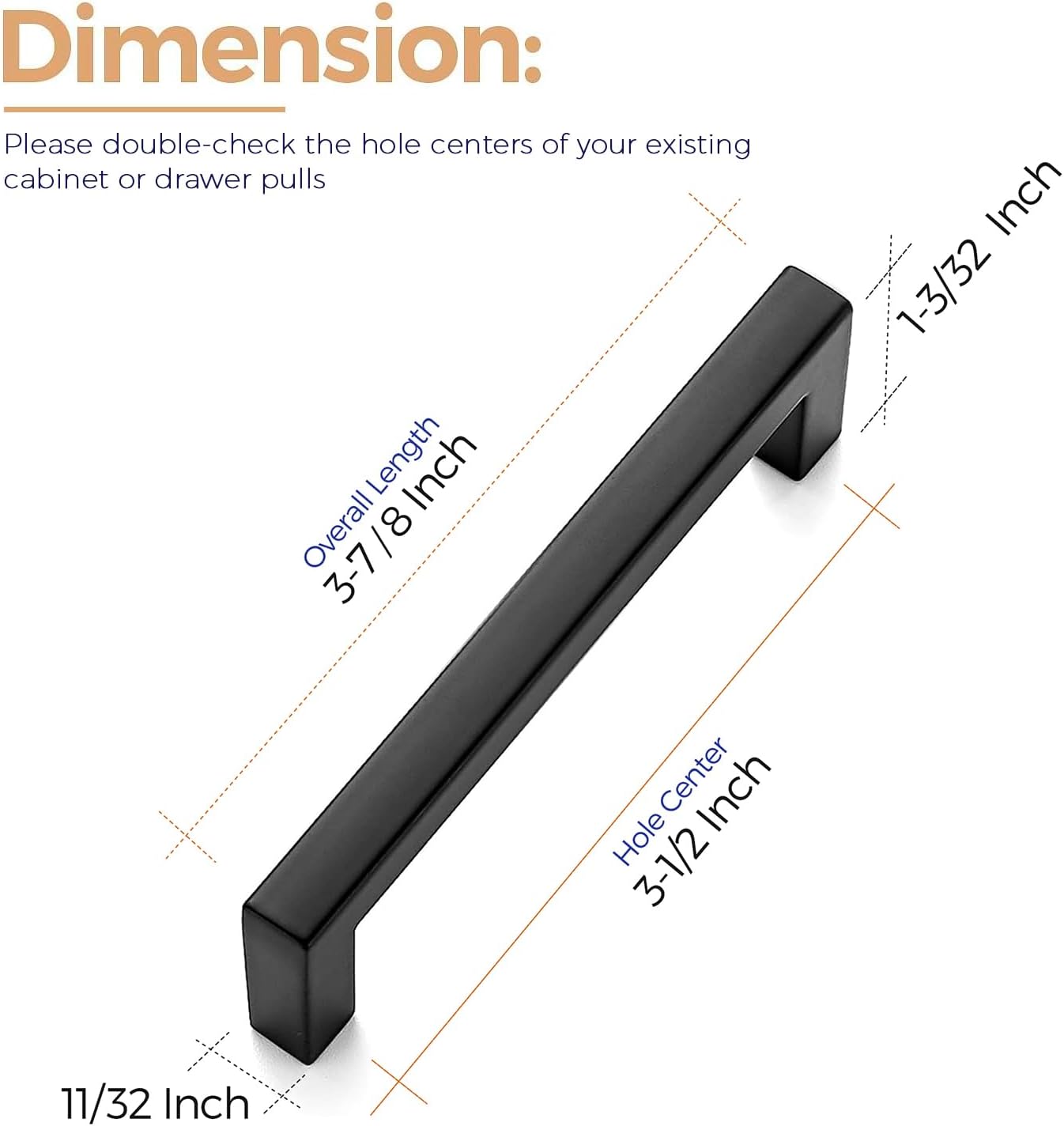 Ravinte 30 Pack Solid 3-1/2 Inch Center to Center Slim Square Bar Drawer Handles Cabinet Hardware - Matte Black Kitchen Pulls