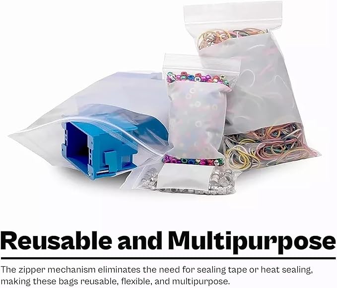 PSBM 1000 Count 4 Mil 9 Inch x 12 Inch, White Block Reclosable Poly Bags, With Write-On Block, Clear Zip Plastic Bag, Lock Seal Zipper For Packing, Storing, Organizing & Shipping Products