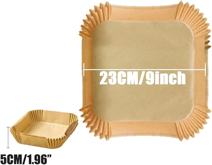 Large Air Fryer Disposable Paper Liners Nonstick 23cm Oven Airfryer Parchment Baking Paper ，Compatible For Ninja，Compatible For COSORI ，Grill Cooking Basket(23cm square,200 Pcs)