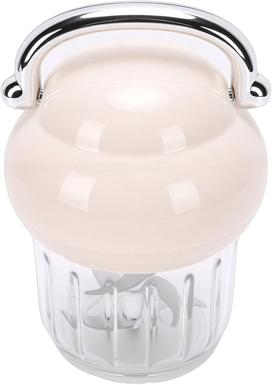 Cordless Baby Food Maker, Electric Garlic Chopper with 350ml Glass Container and 1200mAh Battery, for Preparing Nutritious Meals Fruits Veggies Herbss