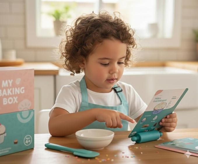 My First Dessert Recipe Box for Kids: Montessori-Inspired, Easy-to-Follow Recipes with Visual Guides. Cookbook for Kids Ages 4+ with Storage Box and Recipe Stand.