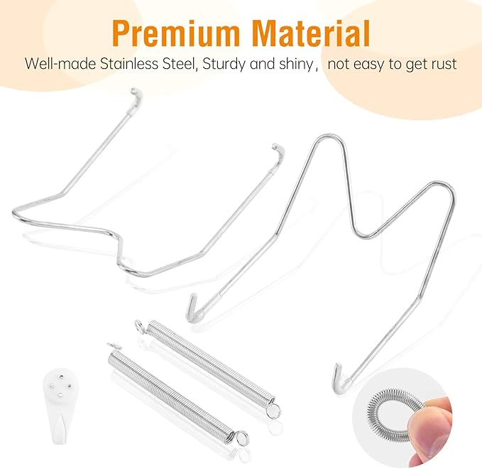 Bilillo 14 Pcs Plate Hangers for Wall - 6/8/10/12/14 Inch Invisible Plates Hanger, Stainless Steel Plate Holders with 14 Pieces Wall Hooks for 5.5 to 15.5 Inch Decorative Plates and Arts (Silver)