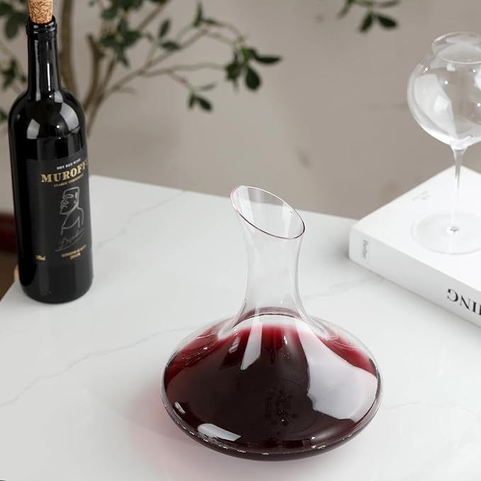 Large Fancy Wine Decanter, 1900ml/64oz Elegant Red Wine Carafe Decanter, Hand Blown Lead-Free Crystal Glass Wine Carafe for White and Red wine, Wine Accessories,Gifts for Christmas