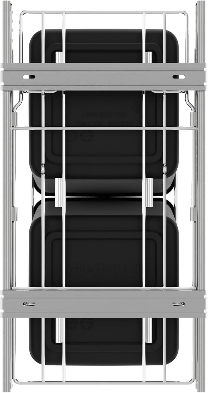 Rev-A-Shelf Pullout Trash Cans for Kitchen Cabinets 27 Qt Garbage Waste Recycling Bin with Full Extension Slides, Black, RV-15KD-18C S