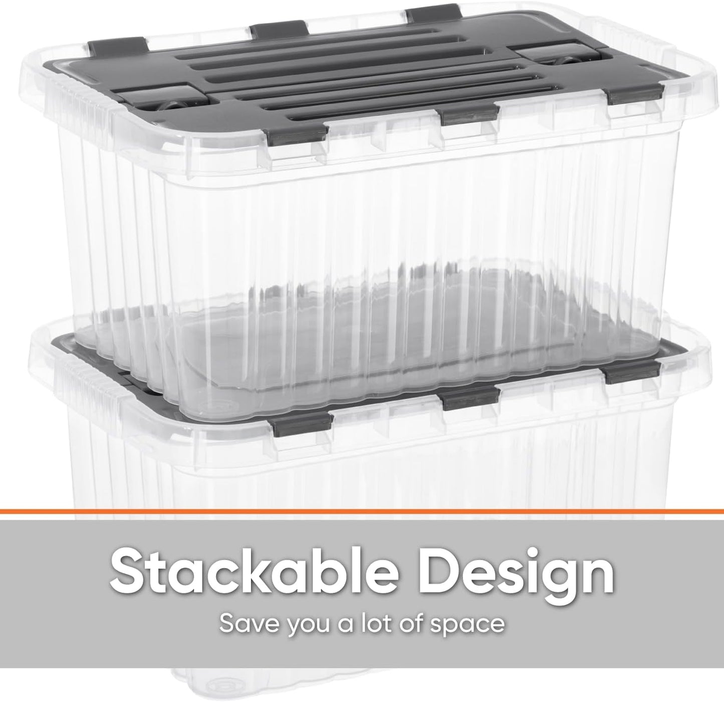 Superio Storage Bins with Lids, Clear Plastic Containers for Organizing, Stackable Totes, BPA Free, Odor Free, Organizer Boxes for Home, and Dorm (4 Pack, 20.25"x14"x10.5")