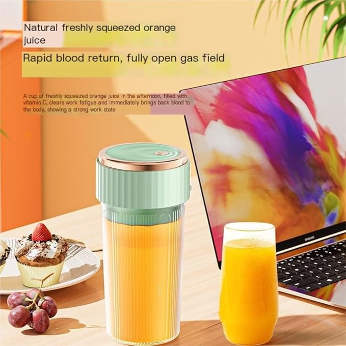 Portable 450ml Rechargeable Juicing Cup - USB - C Charging, 6 - Blade Design For Effortless Blending, Ideal For Home & Travel -Portable Juice Cup(Pink)