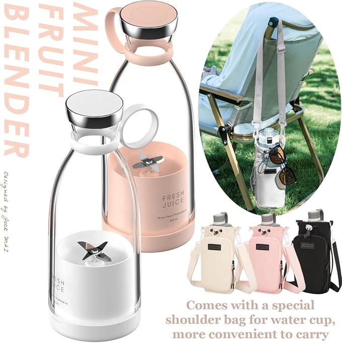 Upgraded Fresh Juice Blender Bottle Portable, Juicer Portable Blender Shake, 380ML USB/Magnetic Charging for Shakes and Smoothies, with Travel Cup and Lid (Pink,USB charging)