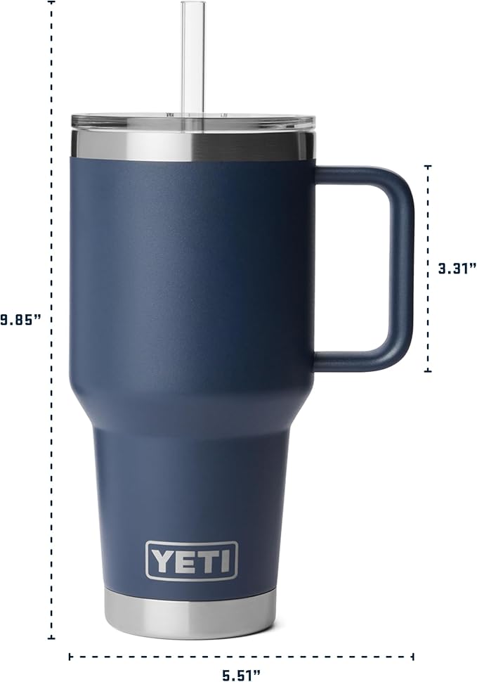 YETI Rambler 35 oz Straw Mug 2.0 - Double-Wall Vacuum Insulation for Cold Beverages – Dishwasher Safe – Cupholder Compatible – Reusable Straw – Comfortable Grip Handle – Travel Mug - Tropical Pink