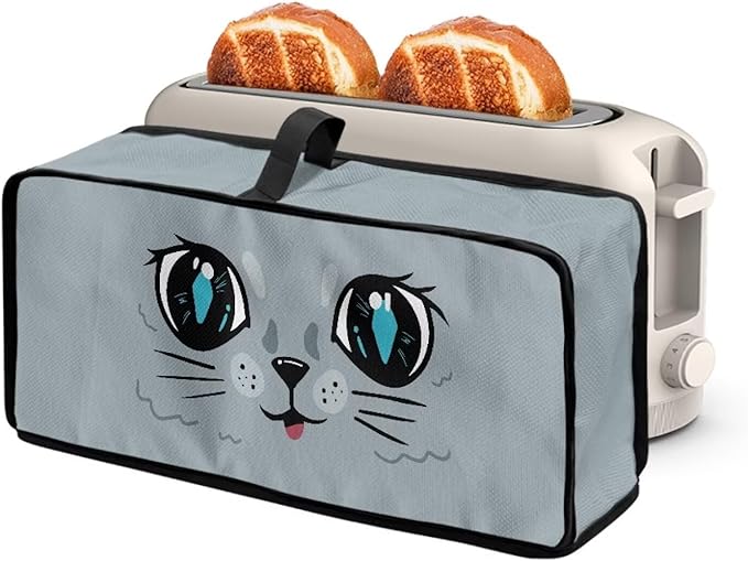 CuteToaster Cover 2 Slice Cat Face Covers for Toasters Dustproof Fingerprint Protectors and Greasy Protection, Heat-resistant Kitchen Appliance Covers, Easy to Clean