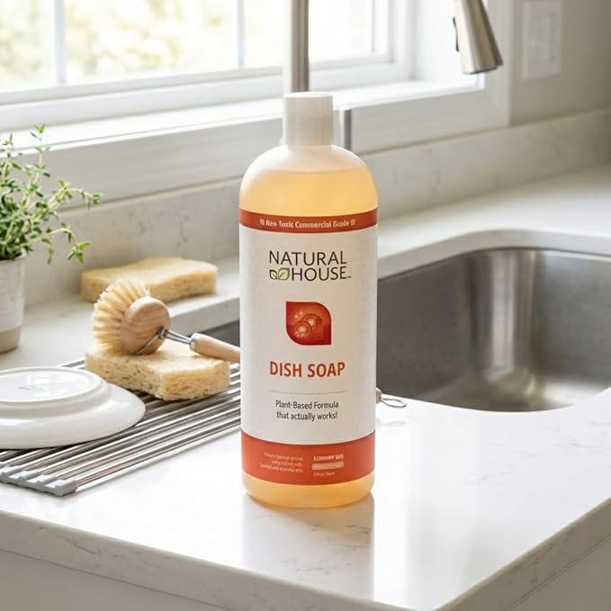Enzyme Hand Dish Soap Refill Bulk - Natural House Scrubby - Probiotic Formula Cuts Grease, Gentle on Hands - Plant-Based, Septic Safe - Citrus Scent - 128 oz