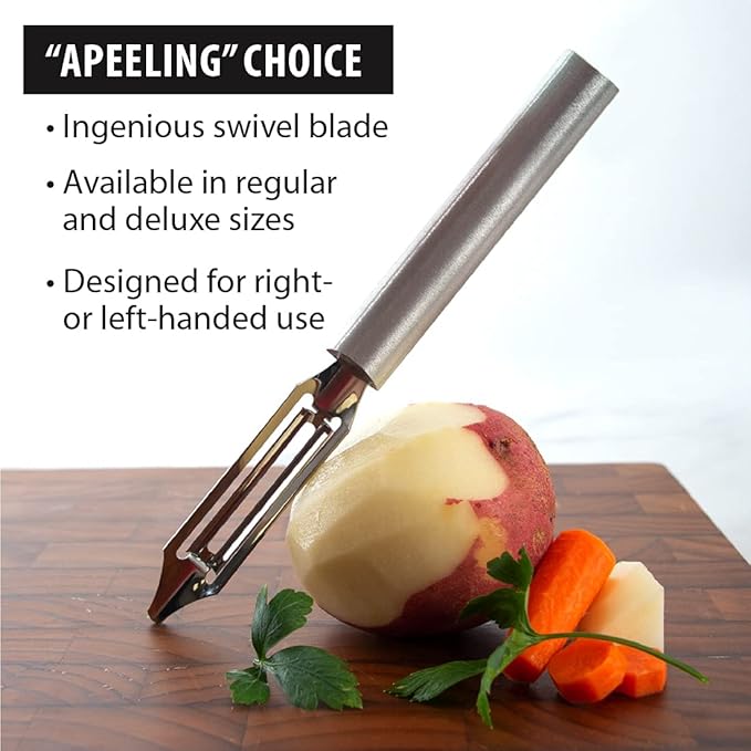 Rada Cutlery Deluxe Vegetable Peeler (W241), 2" Stainless Steel Swiveling Blade, Black Handle, Pack of 2