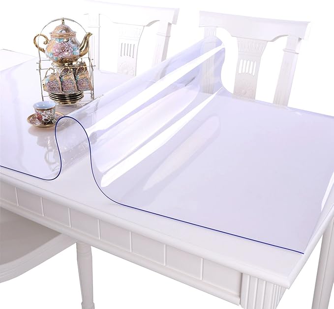 NECAUX Custom 16 x 20 Inch Clear Desk Cover Protector, 1.5mm Thick Plastic Desk Pad Mat, Table Cover Tablecloth Protector for Office Computer Writing Desk, Side Table, End Table, Night Stand, Dresser