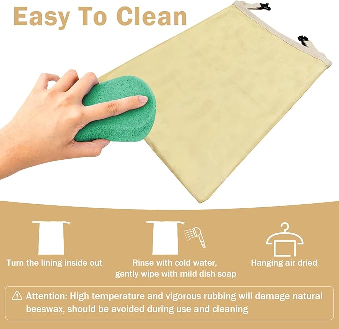 2-Pack Reusable Natural Beeswax Bread Bags for Homemade Bread, Thicker Organic Cotton Material, Freezer-Friendly for Extended Freshness, XL Portable Design, Sourdough Storage (13''x17'')