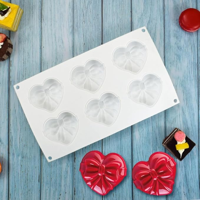 3D Bow Love Silicone Cake Moulds Fondant Decorating Tools Chocolate Pastry Molds Kitchen Baking Accessories (Heart G 11.8 X6.92 X1.4inch)