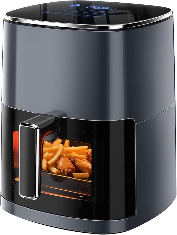 Simple Deluxe 12-in-1 Air Fryer 6.34 Qt, 1700W Digital Preset Airfryer with Visible Window, Nonstick and Dishwasher-Safe Basket, Air Fry, Roast, Bake, Dehydrate, Fries, Gary