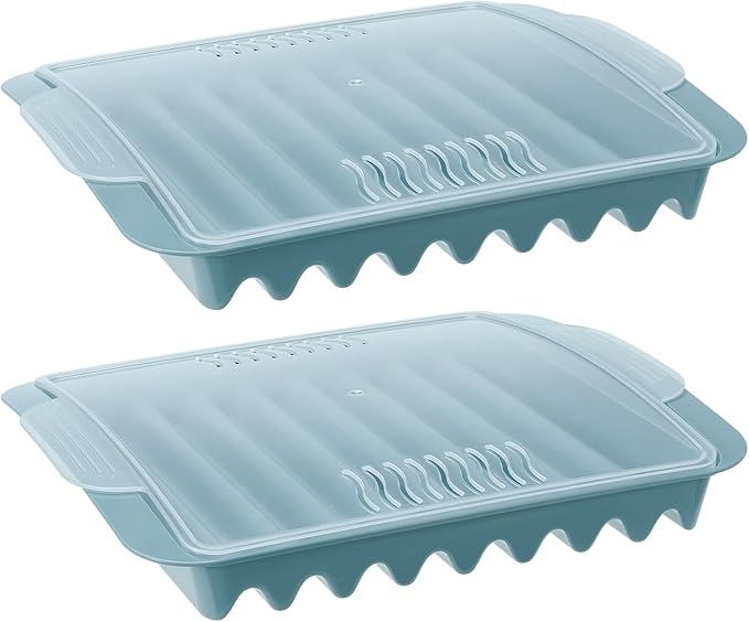 Microwave Bacon Cooker Rack with Plastic Transparent Lid - Crispy & Grease-Free (2 PCS)