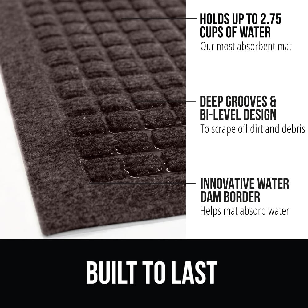 GORILLA GRIP Front Door Mat, 72x24, Indoor Outdoor Ultra Absorbent HydroAbsorb Doormat, Absorbs Up to 2.75 Cups of Water, Stain and Fade Resistant, Rubber Backing Doormats, Captures Dirt, Coffee