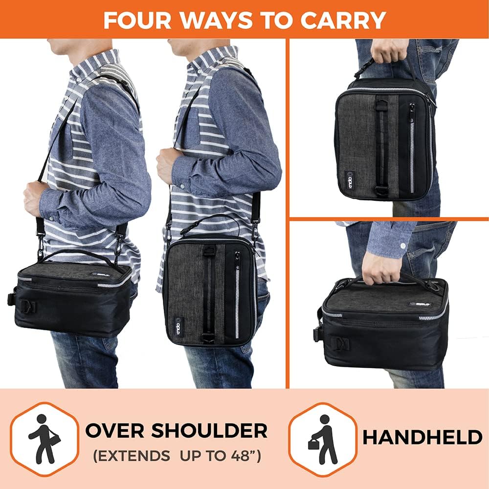 opux Insulated Lunch Box for Men Women Adult, Compact Lunch Bag for Kids Boy Girl Teen, Soft Lunch Cooler Bag for Work School, Leakproof Lunchbox Lunch Pail with Clip-on Buckle, Heather Charcoal