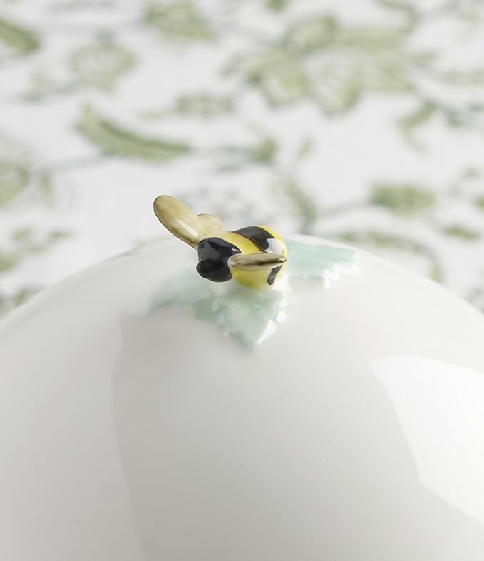 Lenox Home And Kitchen, Butterfly Meadow Beehive Covered Butter Dish, Porcelain Material, Butter Dish With Lid For Countertop, Kitchen Decor And Accessories, Butterfly And Flowers (White, 1 Piece)