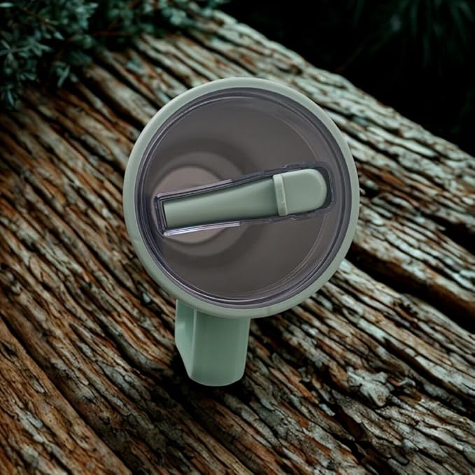 40oz Tumbler with Handle, Flip Straw, and Leak-Proof Lid – Stainless Steel Double Wall Insulated Travel Mug (Jade Green)