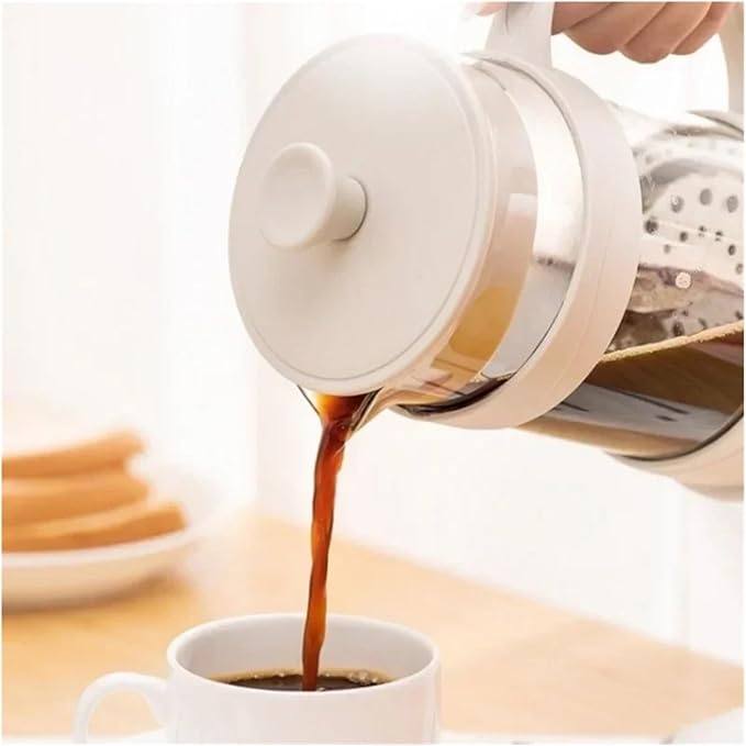 Transparent Glass French Press Pot Heat-resistant Coffee Teapot Filter Cup Hand Punch Cold Brew Pot Household Office Coffee Cups(800ml)