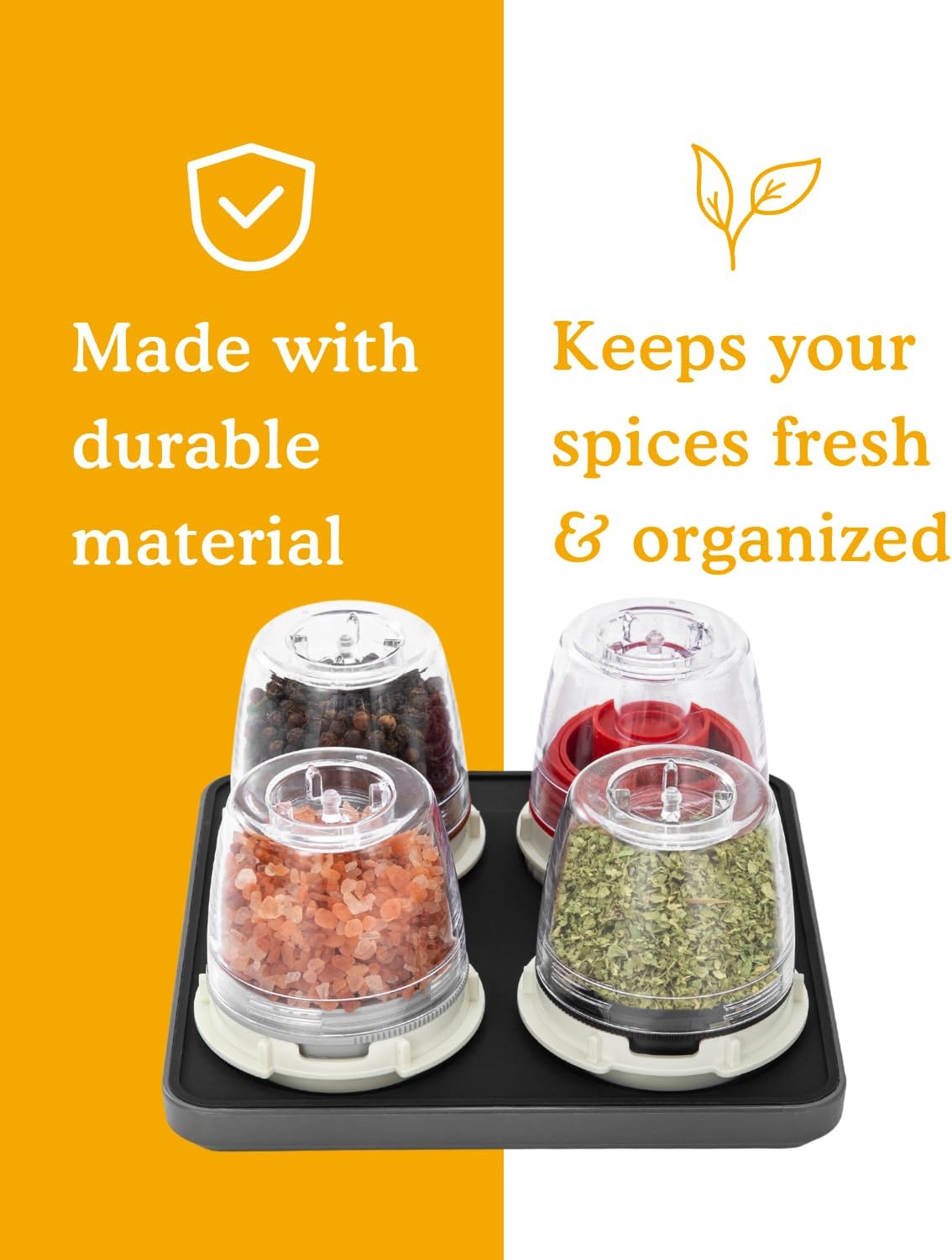 FinaMill Salt and Pepper Mill Tray, Stackable FinaPod Storage, Stylish Kitchen Accessories for Spice Grinder, Gift-Ready - Slate Quartet Stackable Tray
