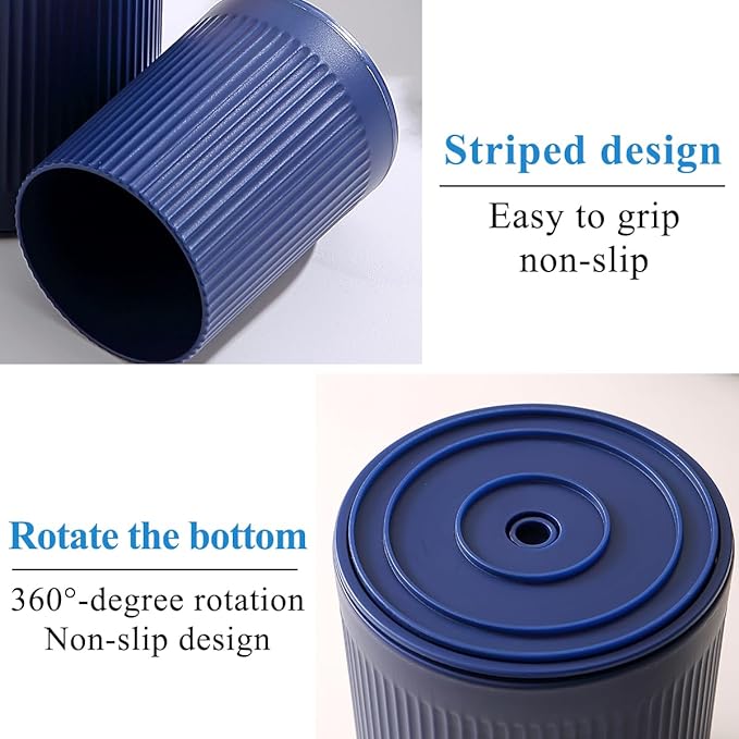 Kyraton Cooking Utensils Holder 2pcs, 360° Rotating Heavy Duty Plastic Kitchen Utensil Holder for Countertop, The Small Utensil Crock for Cutlery Silverware, Tooth Brush, Desk Pencil Pen