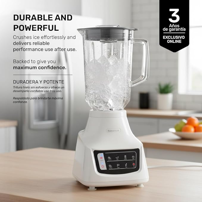 Taurus Potenza Comfort Blender, 1050W, 1.5L Glass Jar, Up to 50% Less Noise, Stainless Steel Blades, 9 Speed Settings, Quiet Powerful Blender for Smoothies, Ice, and Frozen Drinks