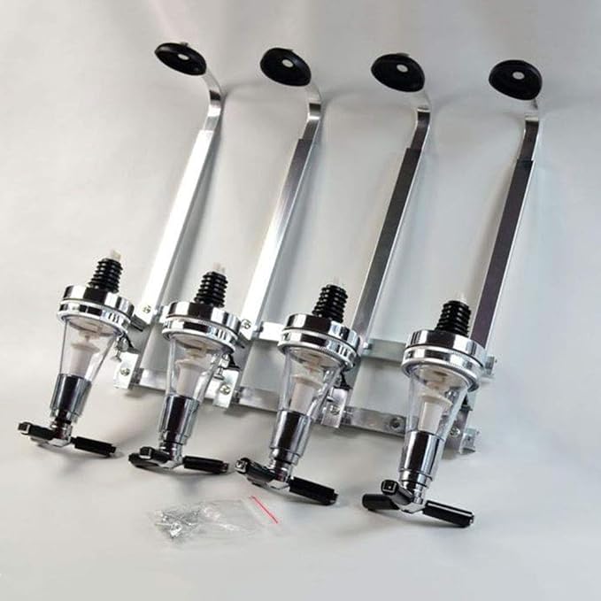 4 Bottle Liquor Dispenser, Wall Mounted Spirit Drinks Stand Optic, Spring-Loaded Wine Dispenser Stand Drinking Pourer Bottle Holder