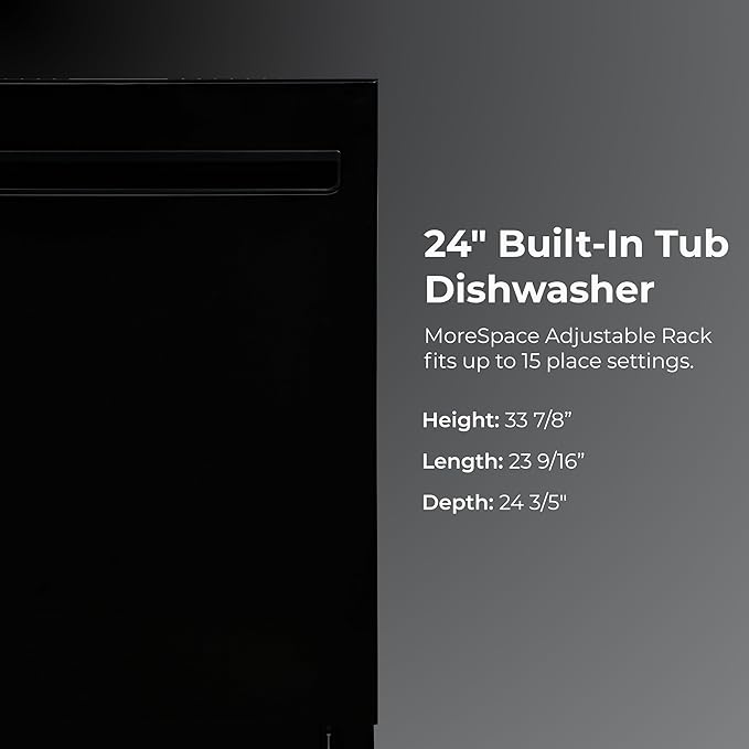 Kenmore 22-14639 24" Built-In Dishwasher - UltraWash Plus, SmartWash, Accela Wash, Sanitize Rinse, TurboDry, and Removable Third Rack - 15 Place Settings - 49 DBA - ENERGY STAR Certified - 24" - Black