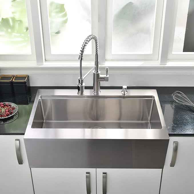 33 Inch Farmhouse Drop In Kitchen Sink Workstation - 33X22 inch Apron Front Kitchen Sink Workstation Single Bowl 16 Gauge Stainless Steel Farm Sink