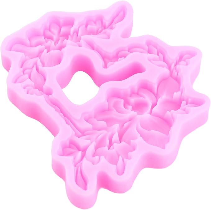 Mujiang Flower Garland Fondant Molds Floral Wreath Silicone Mold Heart Photo Frame Mold for Cake Decoration Cupcake Topper Candy Polymer Clay Gum Paste Set of 4